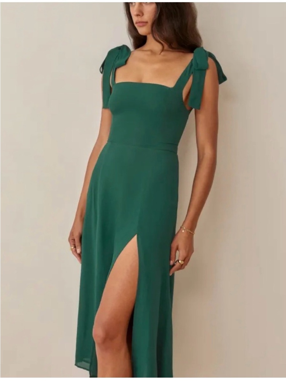 Reformation Twilight Midi Dress in Emerald Green